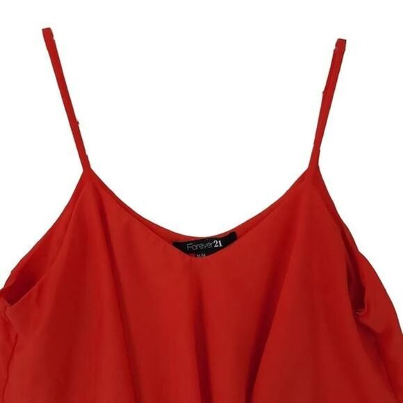 Forever 21 Coral Mixed Fabric Sleeveless Tiered Tank Top MED - Picture 6 of 9